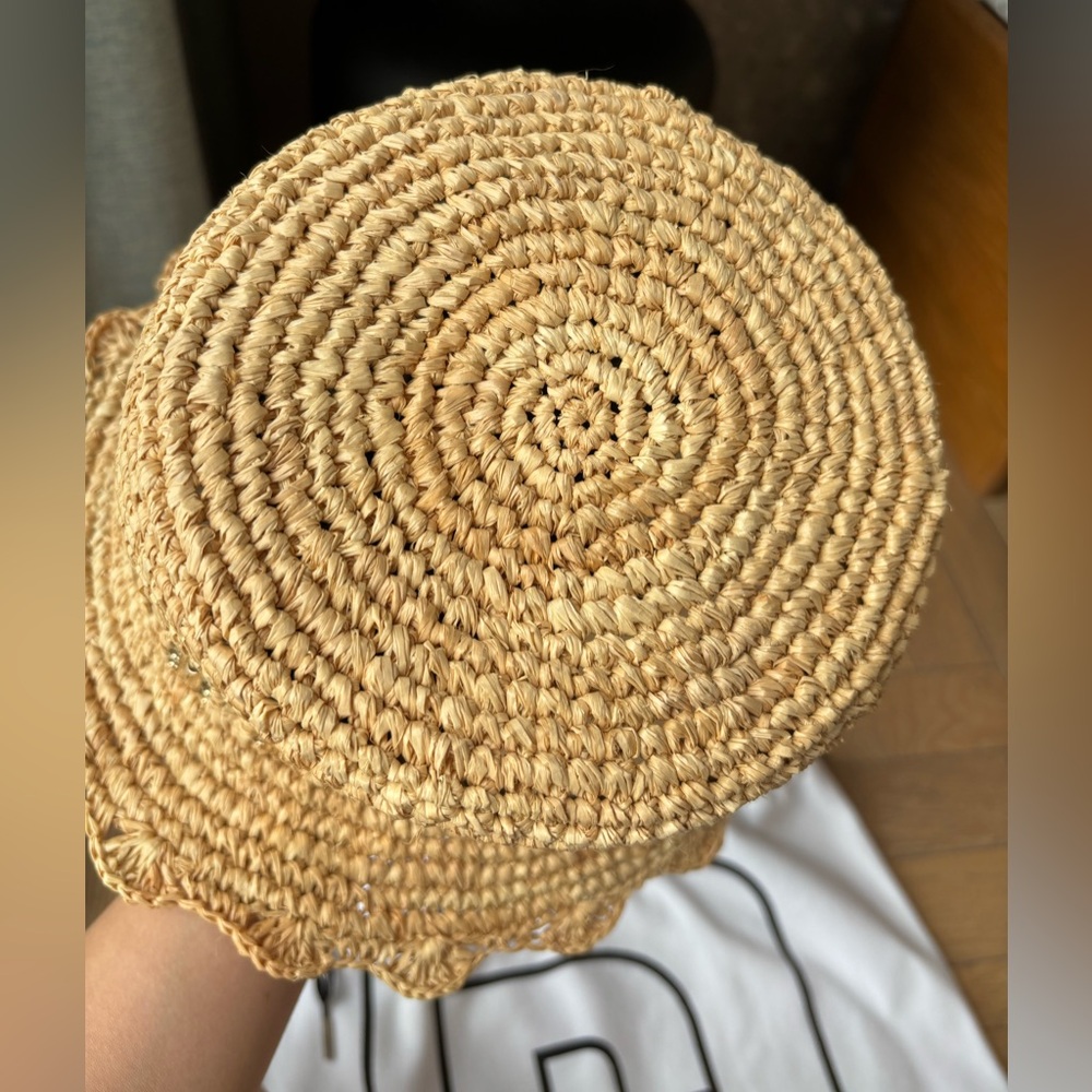 Paco Rabanne Embellished Raffia Bucket Hat Beige - Picture 4 of 16